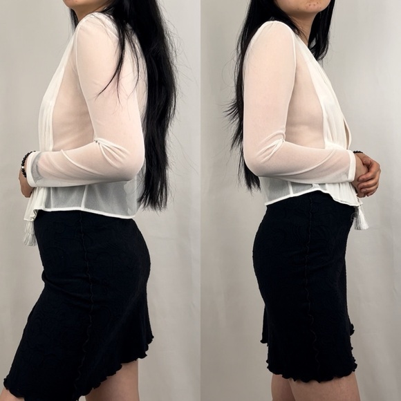 Sussi White Sheer Lightweight Chiffon Shrug Cardigan - Picture 3 of 7